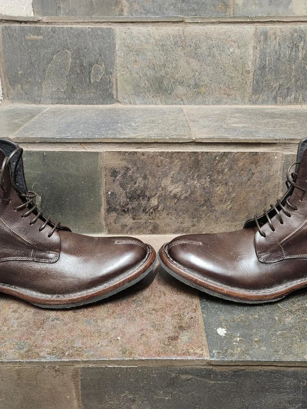 MOMA Men's Hand-made Italian Calfskin Lace-up Boots, Brown Size 9 (Eu 42 1/2)
